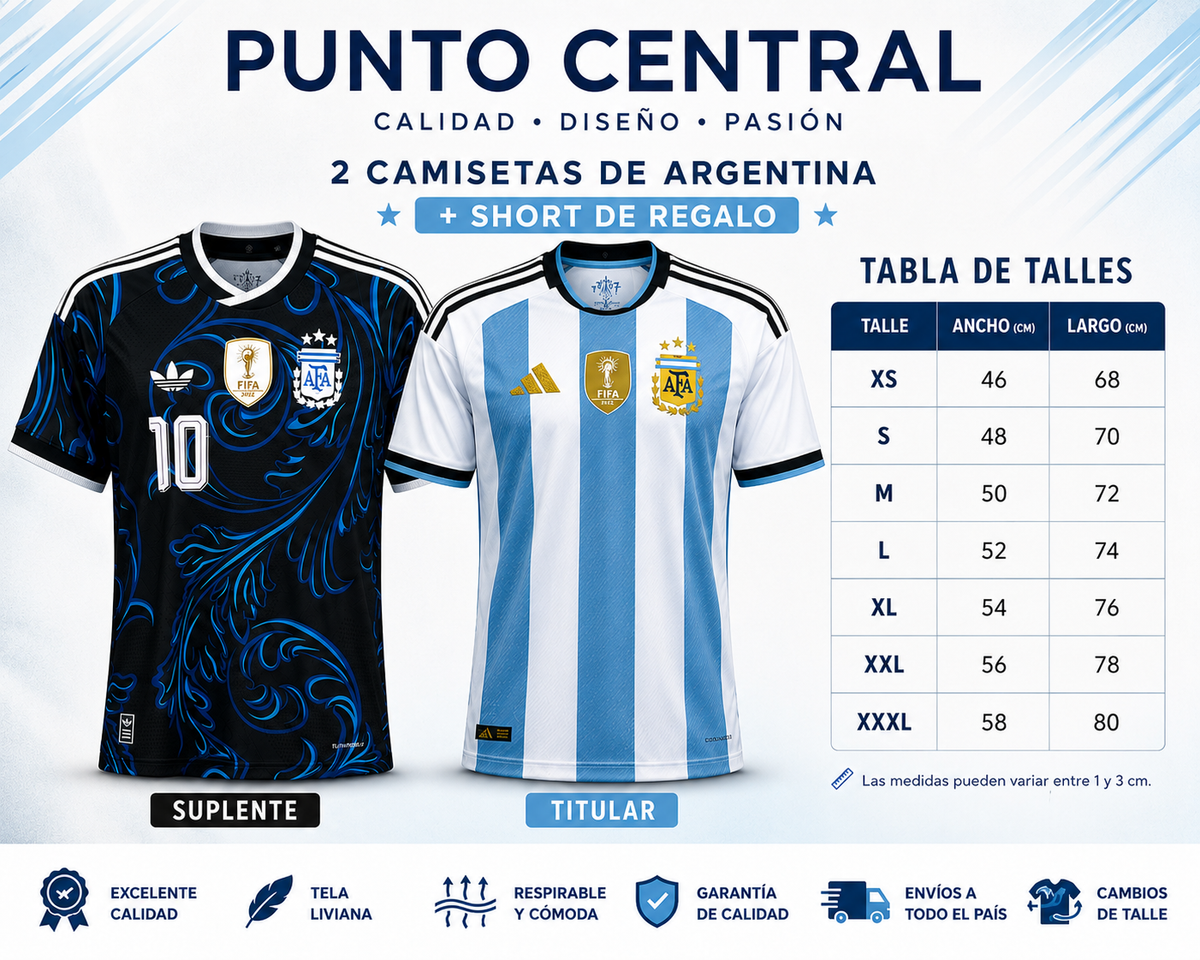2X1 CAMISETA ARGENTINA + SHORT DE REGALO