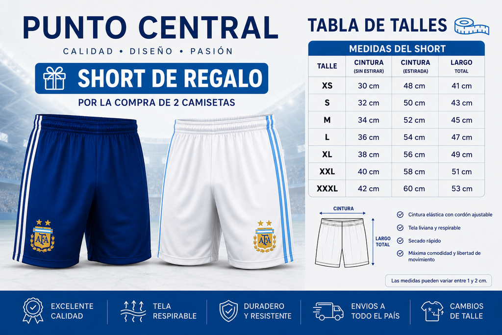 2X1 CAMISETA ARGENTINA + SHORT DE REGALO