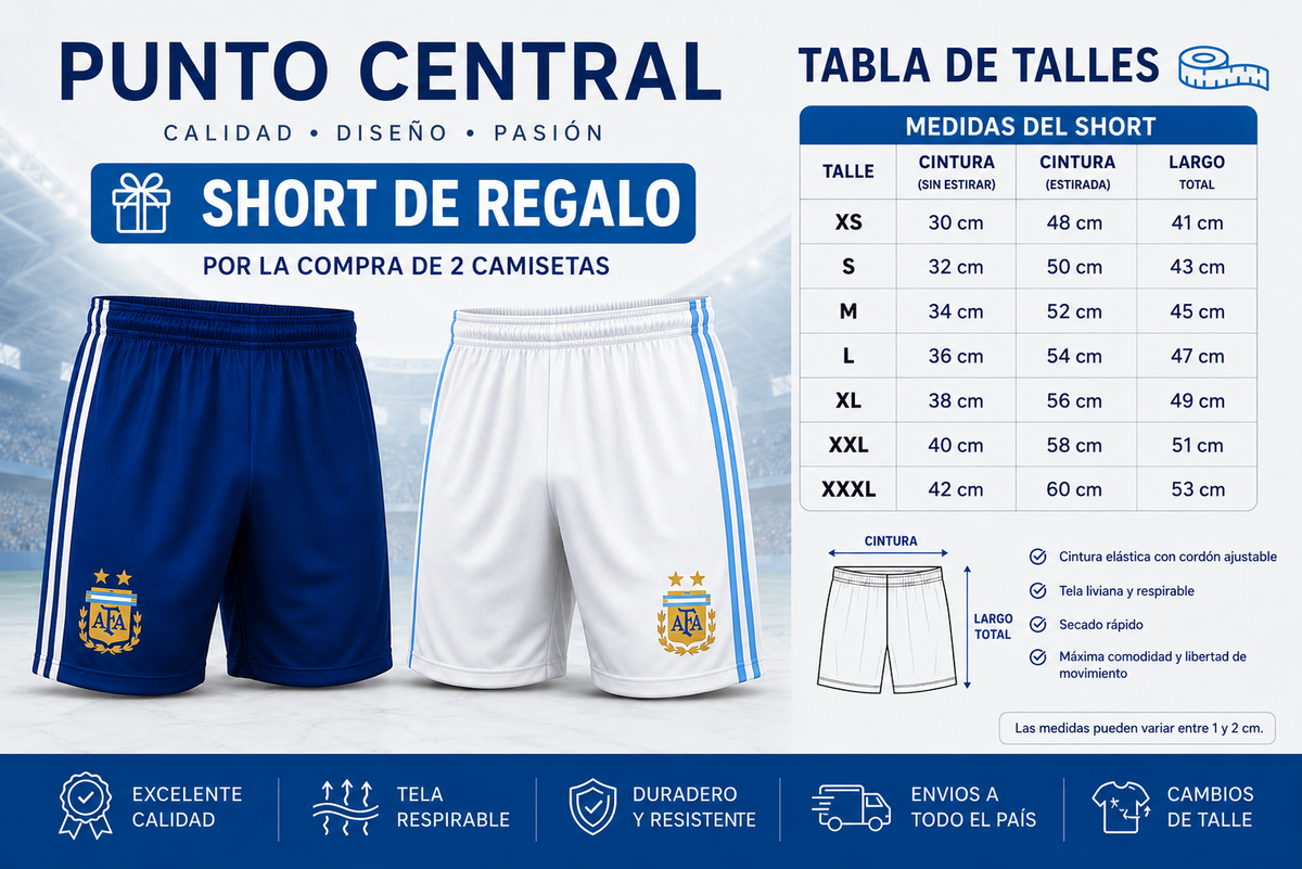 2X1 CAMISETA ARGENTINA + SHORT DE REGALO